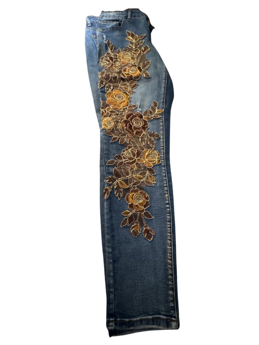 Juliette Embroidered Floral Distressed Skinny Jeans Size 6